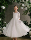 Teter Warm 3/4 Lace Sleeve Tulle Long Gown XGS06