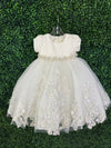 Nan & Jan Ivory Satin and Tulle Floral Dress 3812