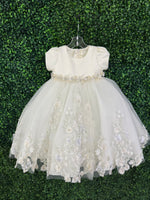 Nan & Jan Ivory Satin and Tulle Floral Dress 3812