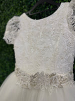 Nan & Jan Lace Cap Sleeve Communion Long Gown - Kelly