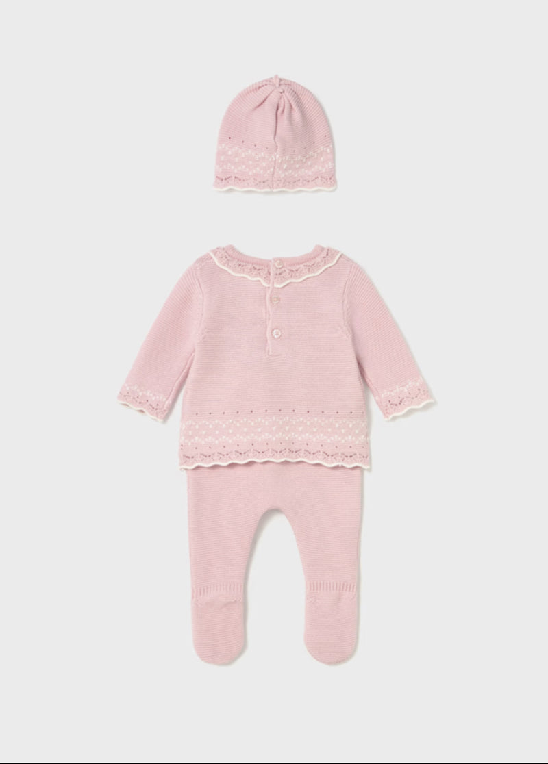 Mayoral Infant Girls’  Pink Cotton Knit Three Piece Outfit 2556