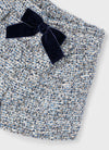 Mayoral Girls’ Fuzzy Knit Navy Sweater and Tweed Bow Shorts Set 4307