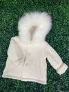 Bimbalò Made in Italy Puff Knit Fur Trim Sweater Coat