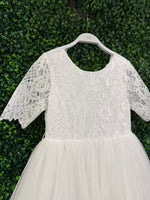 Teter Warm Lace Bodice Elbow Sleeve Gown SK35