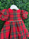 Bimbalò Girls' Italian Tartan Puff Sleeve Holiday Dress