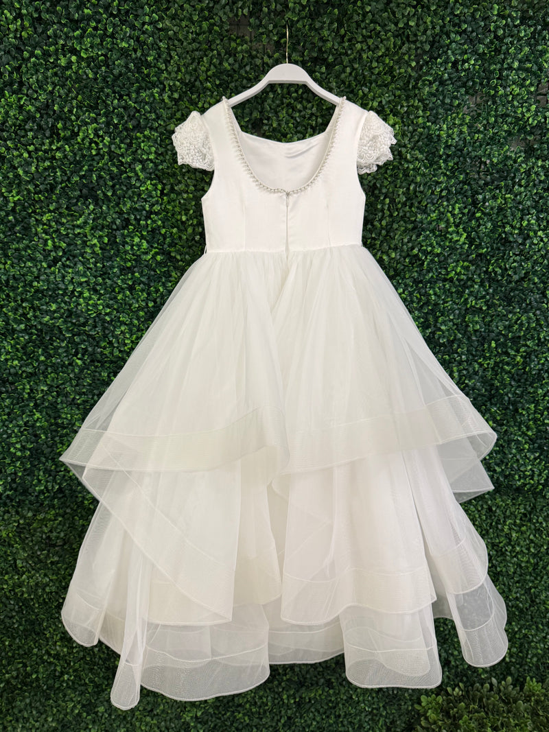 Teter Warm Satin Tiered Gown With Pearl Back Back SK20