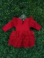 Oh La La Couture Girls’ Onesie Romper Red Beaded and Sequins Tutu
