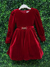 Abel & Lula Girls’ Ruby Red Velvet Studded Dress 5536