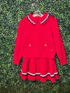 Abel & Lula Girls Red and Navy Two Piece Sweater Set 5548