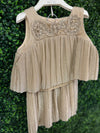 Abel & Lula Gold Metallic Pleated Knit Skirt Set 5071
