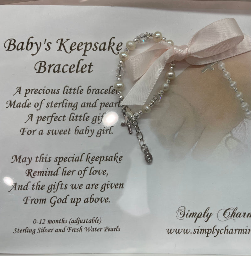 Simply Charming Baby Keepsake Mother of Pearl and Crystal Bracelet