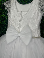 Nan & Jan Lace Peneople Communion Organza Dress with Rhinestone Flower