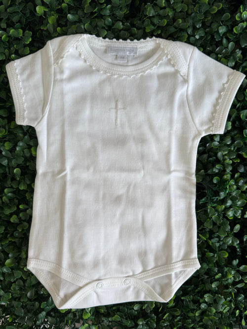 Girls Pina Cotton Short Sleeve Onesie with Cross