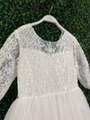 Teter Warm Elbow Sleeve Scallop Soft Lace Tiered Gown SK36