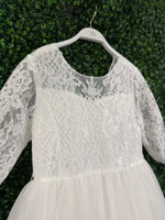 Teter Warm Elbow Sleeve Scallop Soft Lace Tiered Gown SK36
