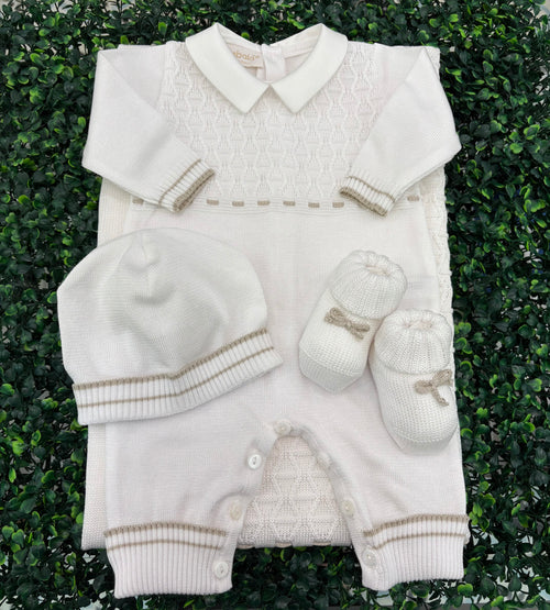 Sara’s Favorite! Made in Italy!  Bimbalo Boys' Taupe/White 4Pc Set