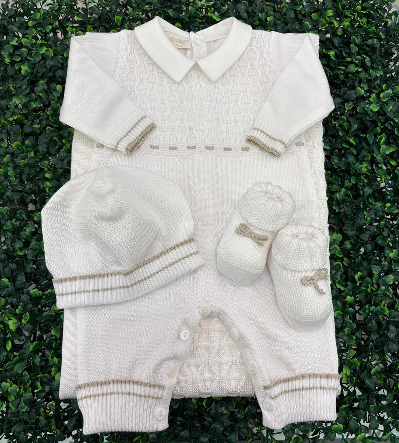 Sara’s Favorite! Made in Italy!  Bimbalo Boys' Taupe/White 4Pc Set