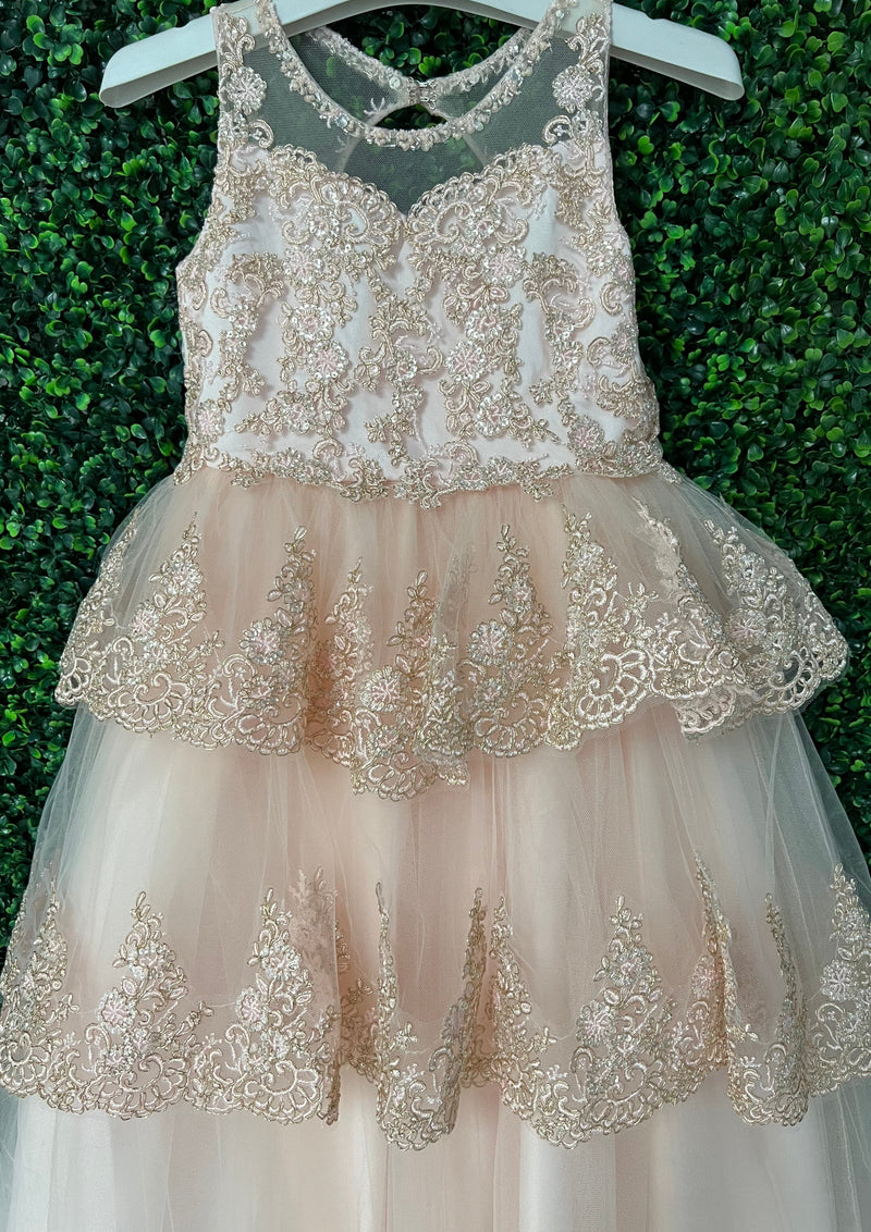 Tip Top Rose Gold Lace and Tulle Dress 7030 Sara's Children's Boutique Tip Top Rose Gold Lace and Tulle Dress 7030 Sara's Children's Boutique
