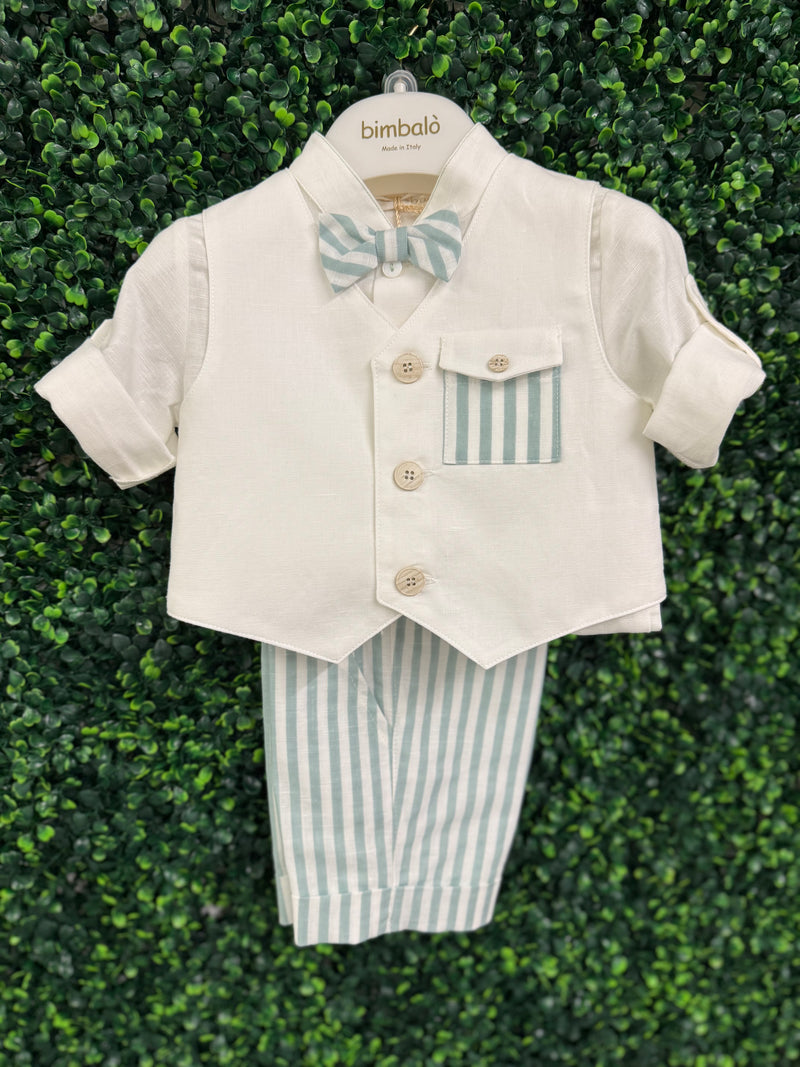 Michelina Bimbi 5 Piece Linen Shorts and Vest Outfit with Cap 7672