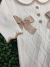Dolce Goccia Baby Girls’ 4 Piece Taupe & White Layette Set