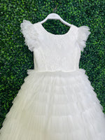 Teter Warm Ruffle Sleeve Tiered Tulle Gown GS42