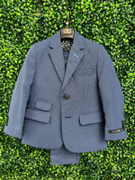 Leo & Zachary Boys Navy and Blue Check 3 Piece Suit