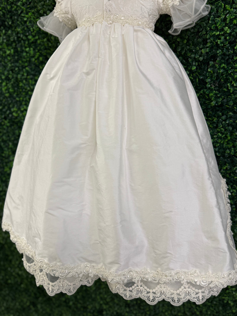 Piccolo Bacio Girls' Silk Embroidered Baptism Dress Virginia
