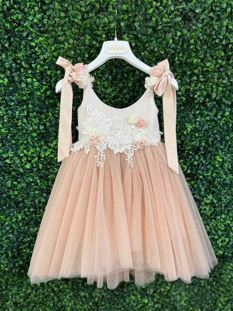 Dolce Bambini Dusty Rose Lace Dress 3 / White Dolce Bambini Dusty Rose Lace Dress 3 / White