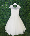 Michelina Bimbi Floral Embroidery Bow Shoulder Communion A-lineGown J4211