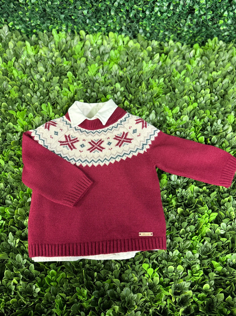 Martin Aranda Boys’ Red Knit Sweater and Corduroy 3 Piece Set