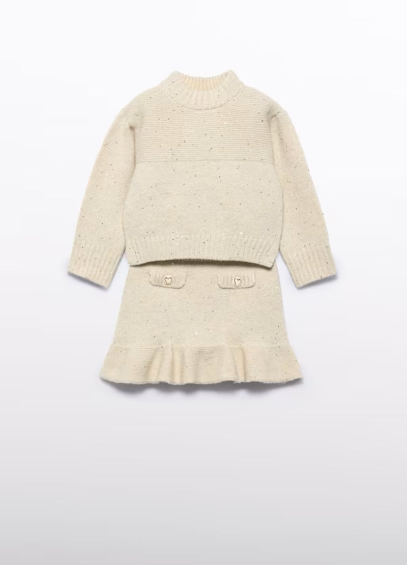 Abel & Lula Girls’ Glitter Mock Neck Two Piece Sweater Set 5543