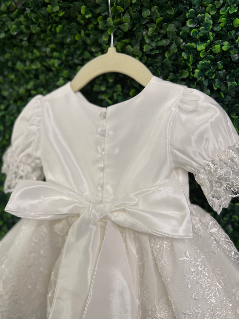 Macis Design Girls’ Taffeta and Lace Christening Dress CH1294