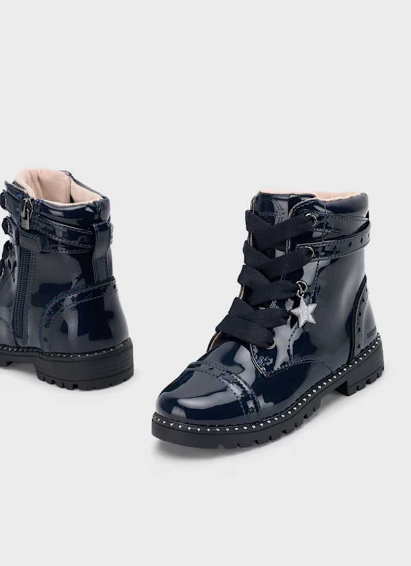 Mayoral Girls' Navy Patent Leather Ankle Boot 46566
