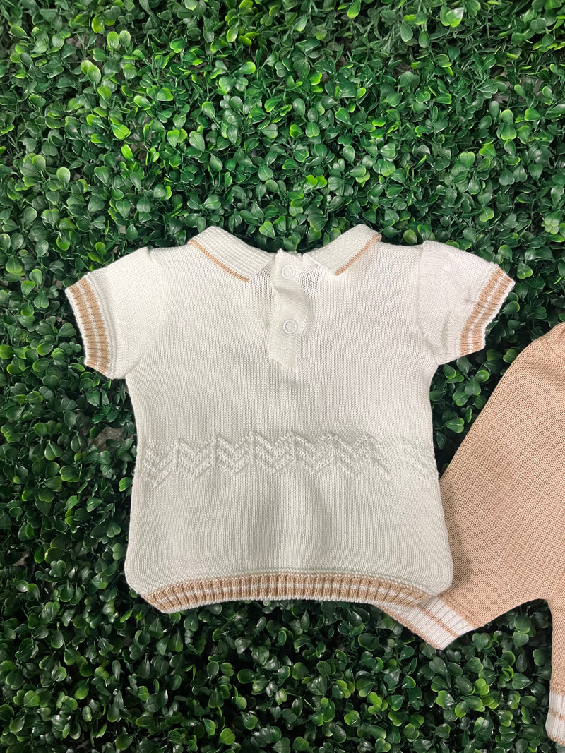 Dolce Goccia Boys Brown Knit Two Piece Set