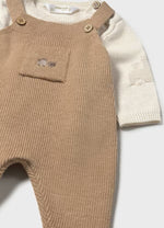 Mayoral Boys’ 2 Piece Brown and Tan Knit Overall Outfit - 2646
