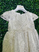 Dolce Bambini Pearl and Crystal Silk Lace Cathedral Gown