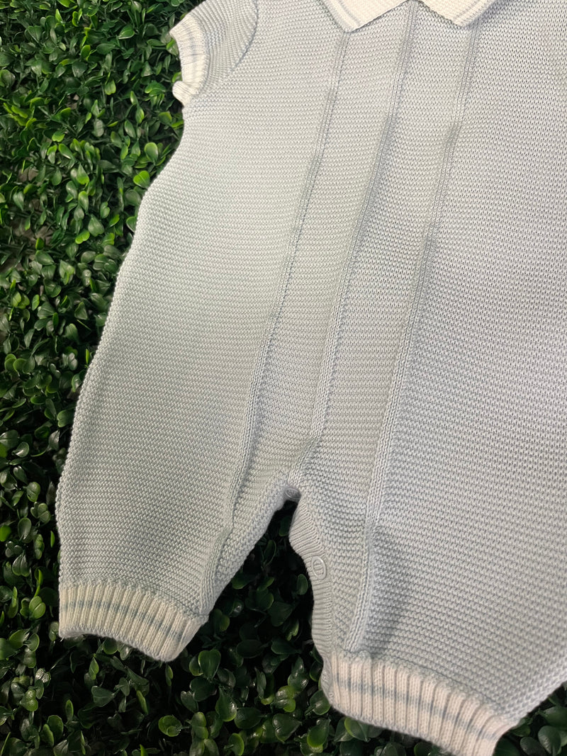 Dolce Goccia Boys' Blue Cotton Knit Romper