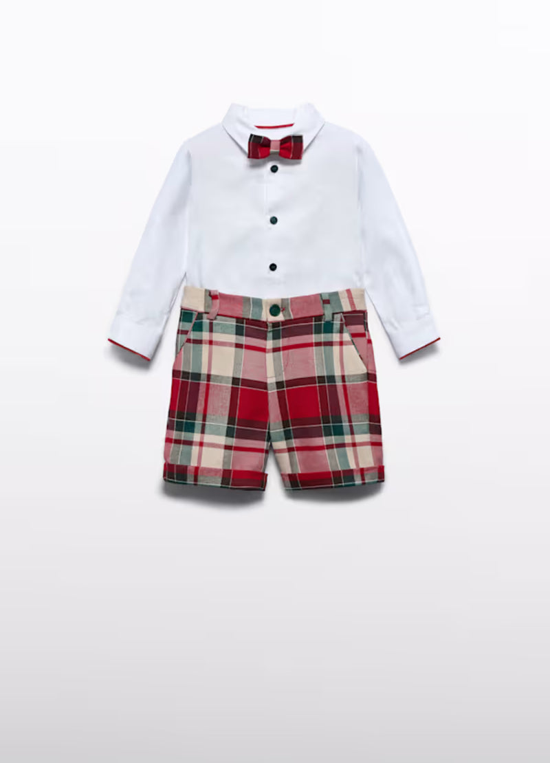Abel & Lula Boys’ Button up and Tartan Knicker Three Piece Set 5706