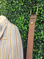 Italian Bimbalo Blue and Brown Striped 5 Piece Linen Suit