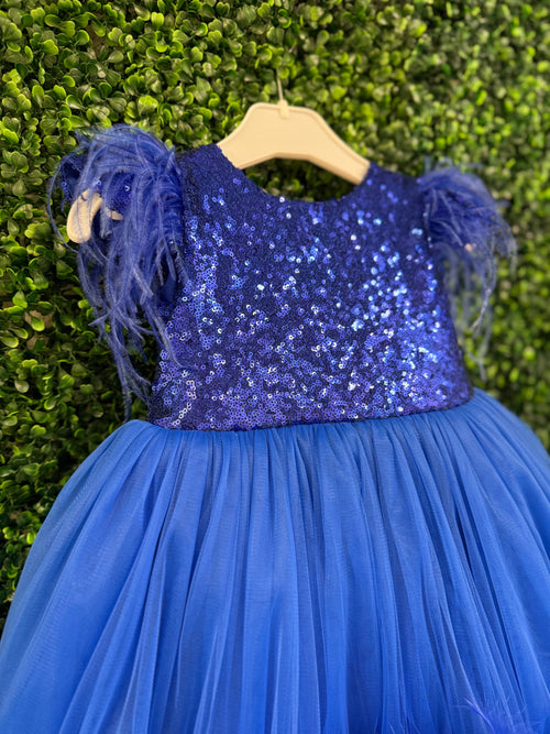 Royal Blue Feather Party Dress