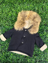 Bimbalò Made in Italy Puff Knit Reversible Fur Trim Sweater Coat