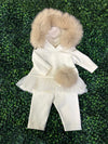 Bimbalò Girls’ Italian Fur Trim Two Piece Sweater Set