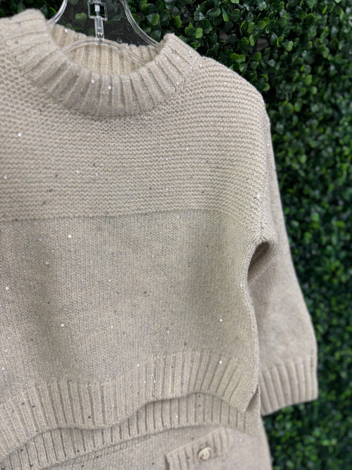 Abel & Lula Girls’ Glitter Mock Neck Two Piece Sweater Set 5543