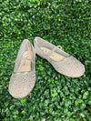 Nina Girls’ Silver Mesh Flats with Rhinestone Detail