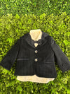 Bimbalo Boys’ Velvet Navy Pinstripe Five Piece Suit Set