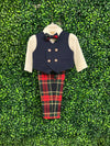 Bimbalo' Boys’ Tartan Plaid Boys Pant Set With Hat