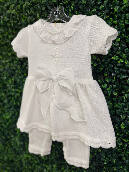 Dolce Goccia Girl's Knit Cotton Christening Changing Outfit