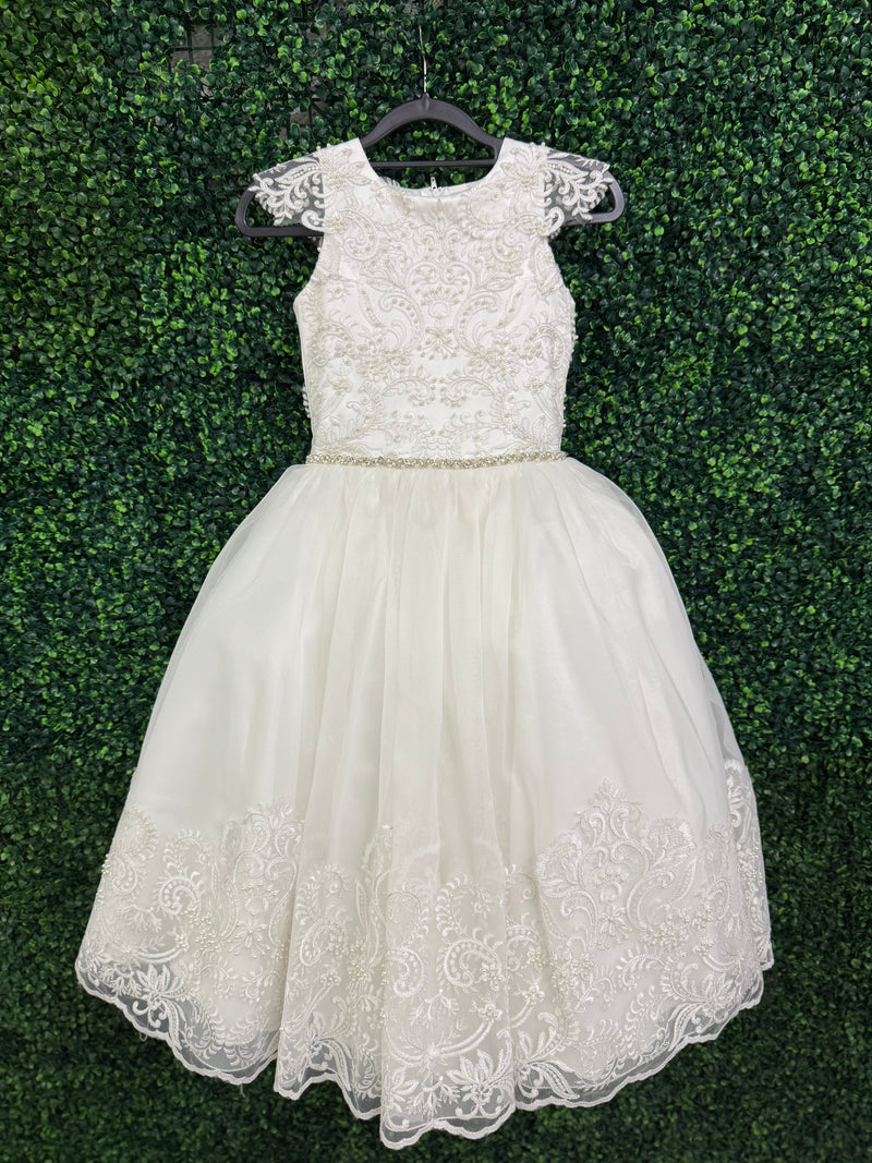 Nan & Jan Pearl and Lace Communion Gown - Luna