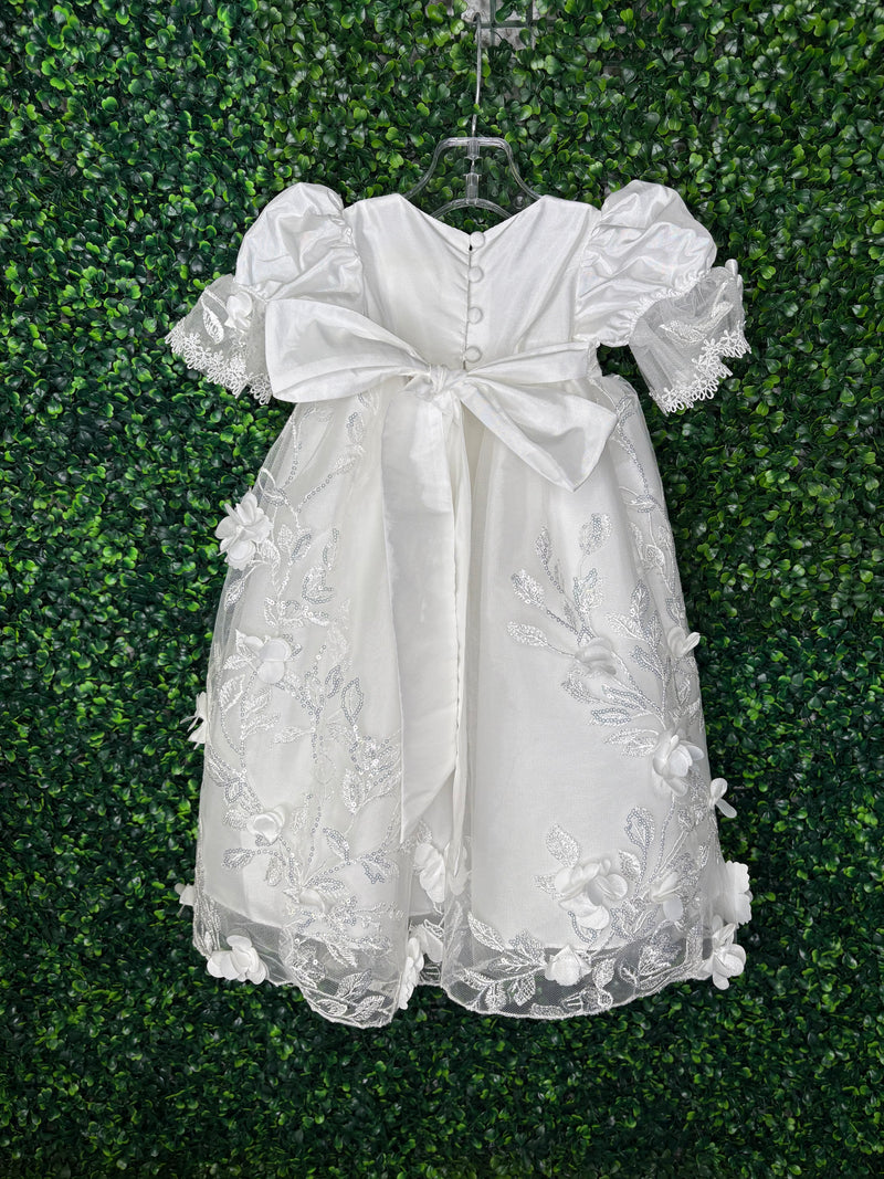 Macis Design Contrast Flower Christening Gown & Accessories CH258