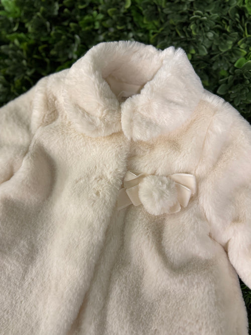 Mayoral Girls’ Faux Fur Cream Peacoat - 2405